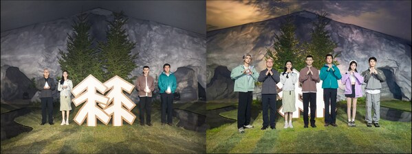 （左）：“生命之树”点亮仪式   （右）：嘉宾舞台合影